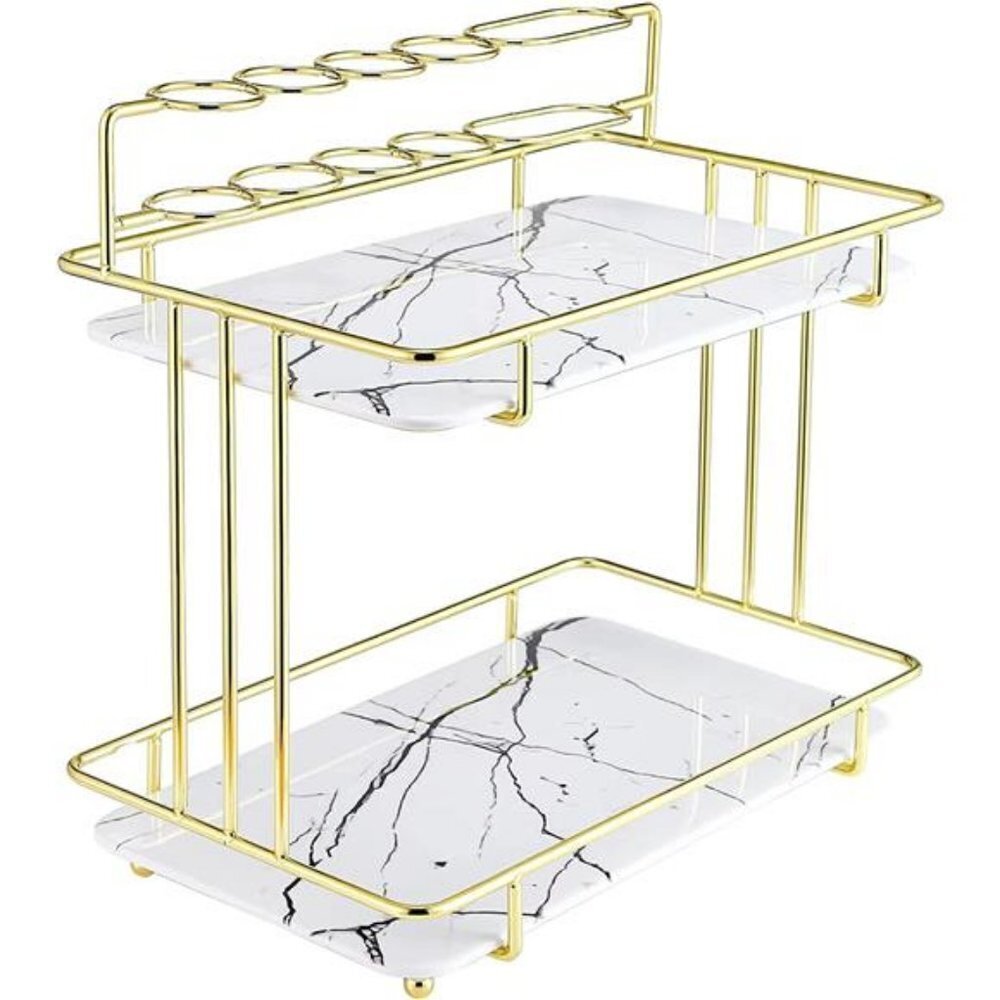 2-Tier Bathroom Trays, Holders, Organizers & Dispensers, Gold